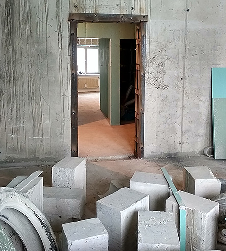 резка проёма на части и усиление металлом